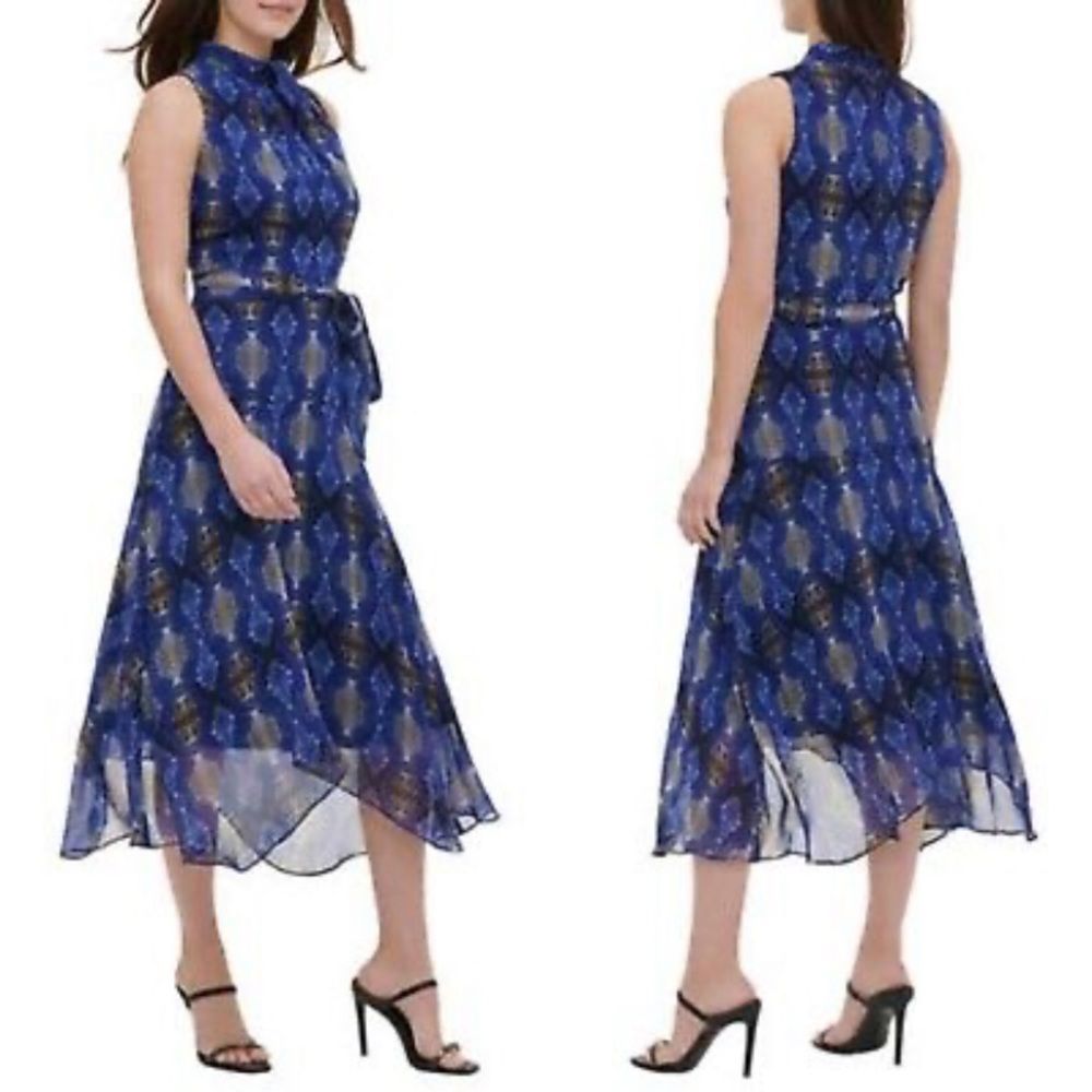 Calvin Klein Sleeveless Snake Print Midi Dress | Size 10